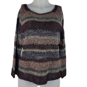 Chico's Browns Burgundy Lightweight Knit Women's Sweater 1- 8 -Small